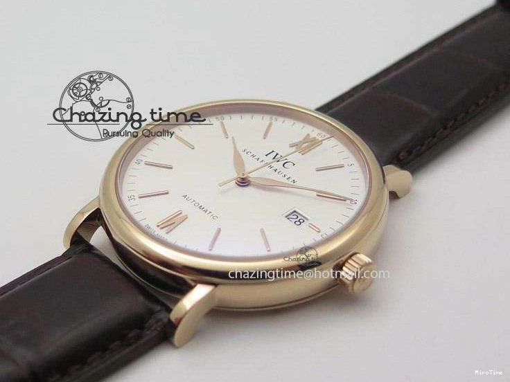 MIROTIME 0220 Modern Portofino SCHAFFHAUSEN RG MKF 1:1 V2 Best Edition White Dial On Brown Leather Strap A 7344
